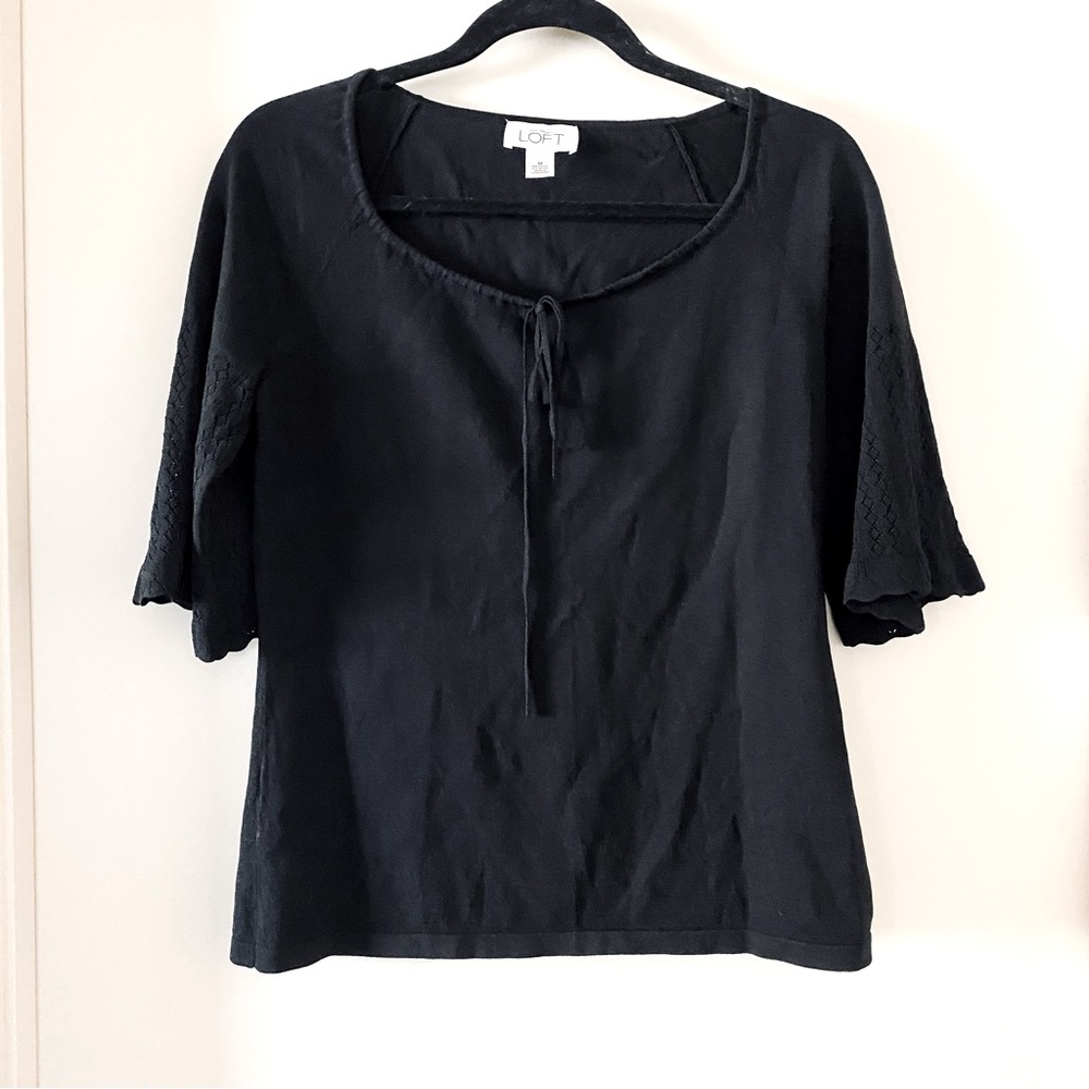 Loft Vintage Black Knit Short Sleeve Top